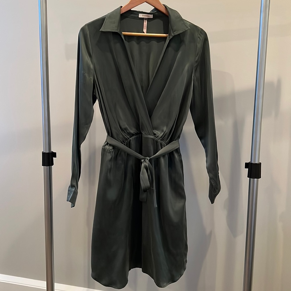 Green silk dress